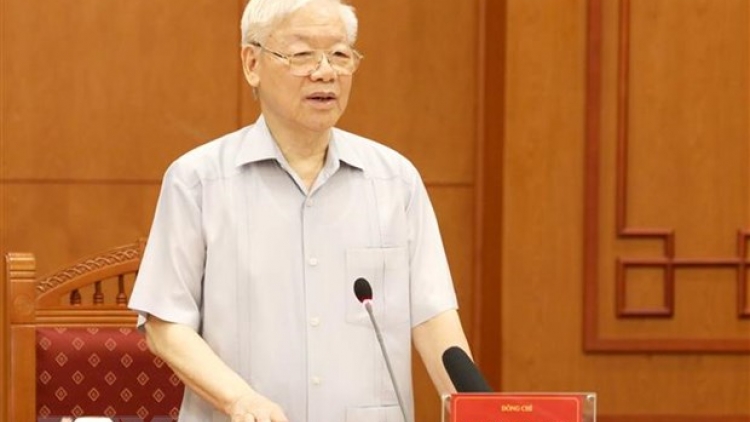 Tổng Ƀí thư ồng Nguyễn Phú Trọng đơng lam dơ̆ pơrjum Mpồl đơng lam dà lơgar bè rơcăng sơndră sa kwề sa kwà, bơta ờ niam  