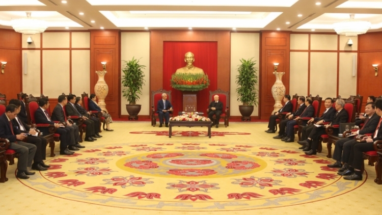 Khua gĭt gai Đảng Nguyễn Phú Trọng drông leh êpul khua êmua gưl dlông Dhar bruă kiă kriê klei hâo hưn gưl dlông Đảng yang ƀuôn krŭ kdơ̆ng Lao