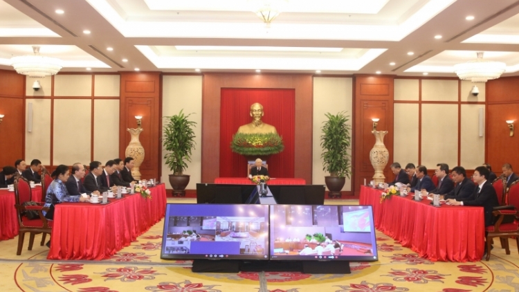 Tổng Bí thư Nguyễn Phú Trọng kuăl điện tâm nchră đah Bí thư bôk năp Đảng Cộng sản Cu- ba