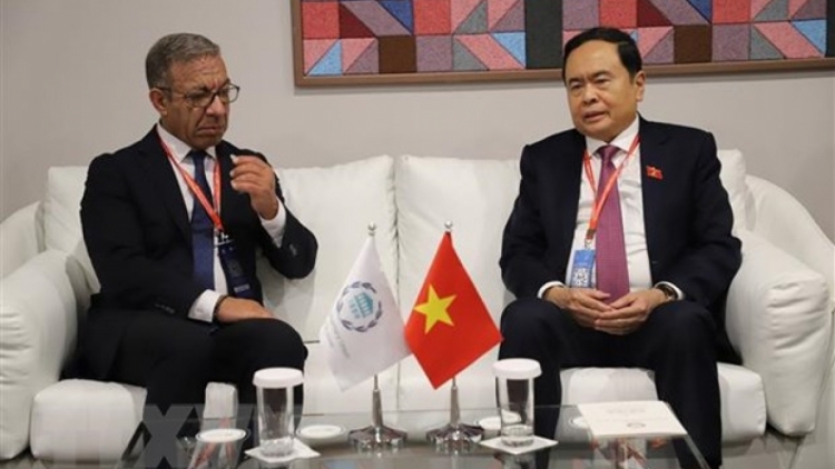 Phó Chủ tịch Quốc hội Trần Thanh Mẫn tr’lum lâng apêê t’cooh xa nay IPU lâng Quốc hội Lào