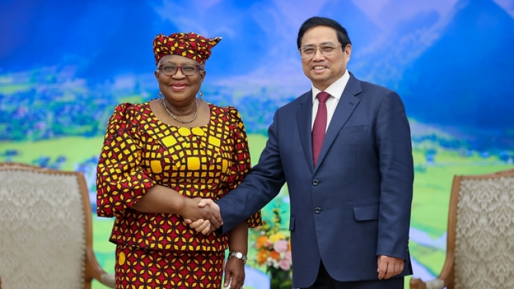 Thủ tướng Phạm Minh Chính vơt Tổng Giám đốc Ntŭk kan tăch rgâl bah lam ntur neh (WTO)