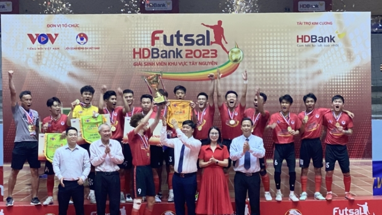 Hìu bơsram Đại họk Dà Làc lơh geh khà jak ngan dơ̆ tàm pơrlòng coh plai Futsal HDBank cau bơsram dờng tàm tiah Tây Nguyên nam 2023 dê 