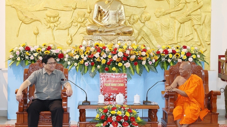 Thủ tướng Phạm Minh Chính lưm, hơnh deh Hội Đoàn kết sư sãi chăp kiêng k’tiếc k’ruung tỉnh Trà Vinh