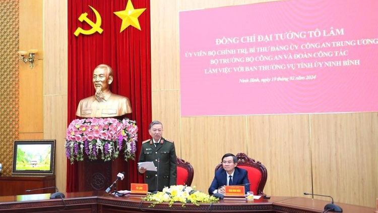 Ngế xiâm ngăn Kŏng an Tô Lâm pêi cheăng ƀă Khu râ kăn pơkuâ hnê ngăn cheăng Đảng kong pơlê Ninh Bình