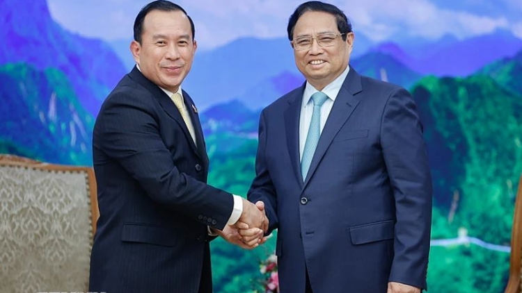 Thủ tướng ồng Phạm Minh Chính wă Ƀộ trưởng Ƀộ Lùp sền lơgar Campuchia