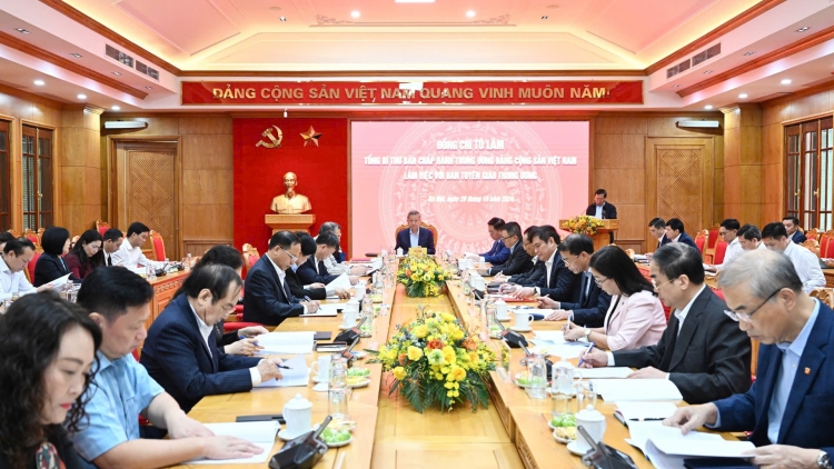 Tổng Bí thư Tô Lâm pah kan đah Ban Tuyên giáo Trung ương 