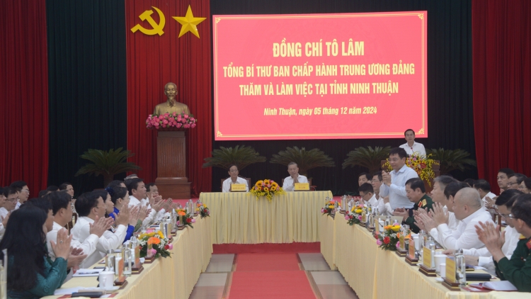 Tổng Bí thư Tô Lâm pơgơ̆r jơ bơ̆ jang hăm dêh char Ninh Thuận