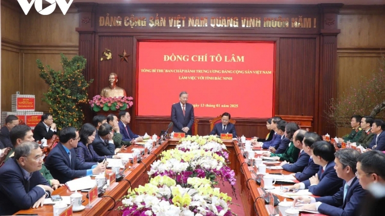 Tổng Ƀí thư ồng Tô Lâm sồr càr Bắc Ninh pơn jăt tai sền gròi broă lơh bơ̆t bơtàu Đảng 