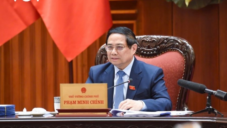 Thủ tướng Phạm Minh Chính ƀư tơm rơh hop bah Rnâng kan Chính phủ mpeh nău nchrăp tâm nchră tăch rgâl đah Hoa Kỳ