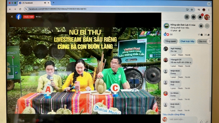 Bí thư tơring tơ̆ Dak Lăk pơgơ̆r livestream tĕch sâu riêng