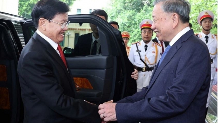 Tổng Ƀí thư ồng Tô Lâm tìp măt kâp dờng mờ Tổng Ƀí thư, Củ tịc lơgar Lào