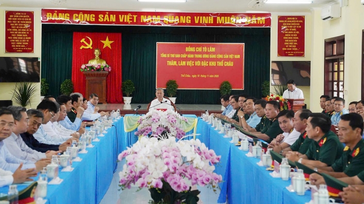 Tổng Ƀí thư ồng Tô Lâm còp mờ lơh broă tàm Tiah is ồn Thổ Châu, An Giang