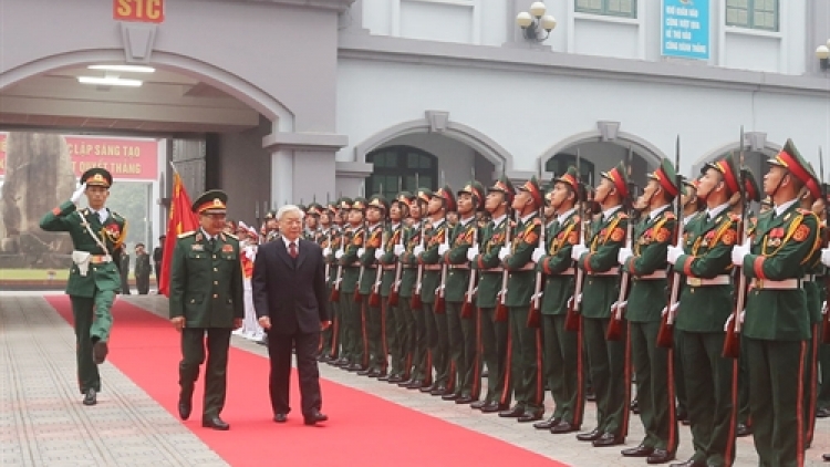 Tổng Bí thư Nguyễn Phú Trọng lum lâng bhrợ bhiệc lâng Tổng cục 2, Bộ Quốc phòng