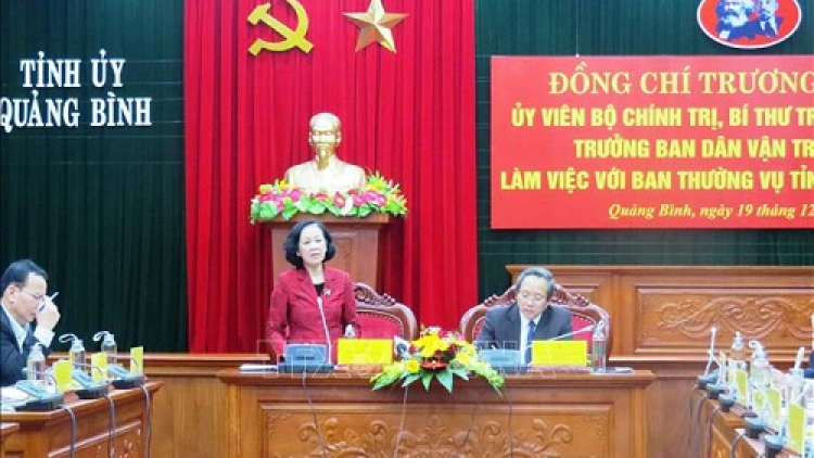 Trưởng Ban Dân vận Trung ương pa bhrợ lâng Ban Thường vụ Tỉnh uỷ Quảng Bình