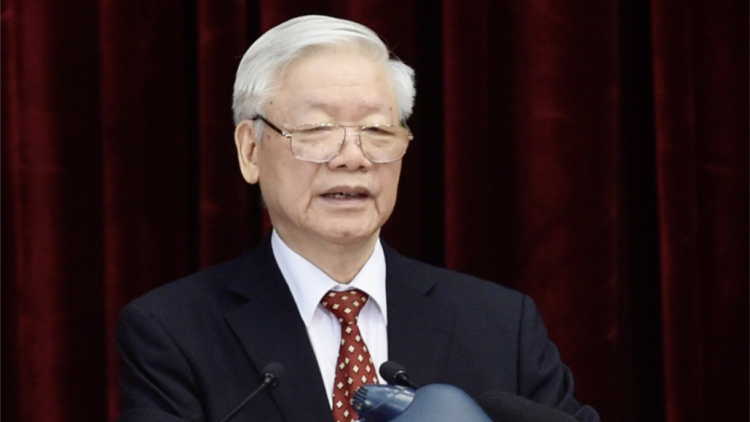 Cr’liêng xa nay pa prá âng Tổng Bí thư, Chủ tịch k’tiêc k’ruung Nguyễn Phú Trọng tơợp bhrợ Hội nghị Trung ương 14