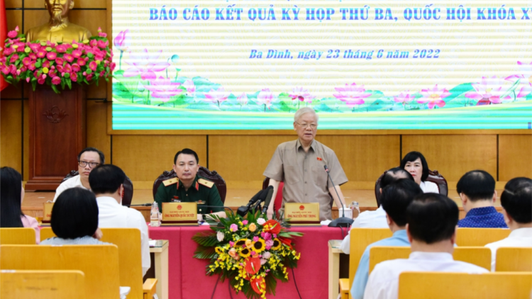 Tổng Bí thư Nguyễn Phú Trọng lưm prá lâng đhanuôr xang pr’họp g’lúh 3 Quốc hội khoá 15