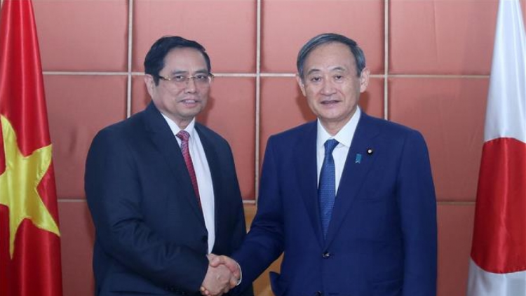 Kuang atbồ mpồl bơyai broă Dà lơgar ồng Phạm Minh Chính cri bơyai mờ Thủ tướng lơgar Nhờk ồng Suga Yoshihide