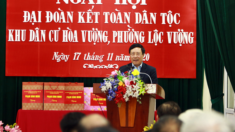 Ồng Phạm Bình Minh Phó Thủ tướng Chính phủ tus bal Ngai chờ tam klăc dờng jơh gùt jơi bơtìan tàm Nam Định