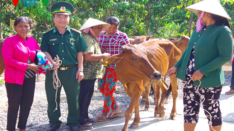 Trao bò giống cho bà con nghèo, đồng bào dân tộc thiểu số ở Sóc Trăng