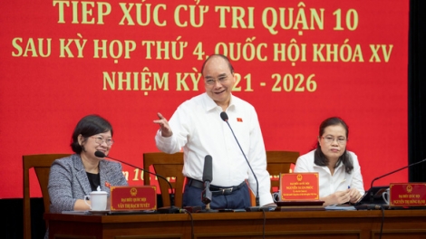 Kơdră teh đak Nguyễn Xuân Phúc tơƀơ̆p pơma dơnuh hăm bơngai tăh hla tơ̆ pơlei tơm Hồ Chí Minh