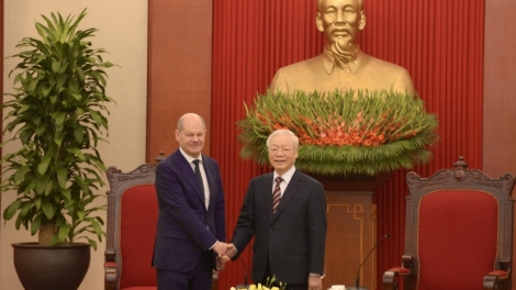 Khua gĭt gai Đảng Nguyễn Phú Trọng drông čhưn khua knhŭk kna Alemang Olaf Scholz