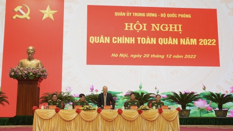 Tổng Bí thư Nguyễn Phú Trọng râng rƀŭn nchră Quân chính lam tahen năm 2022