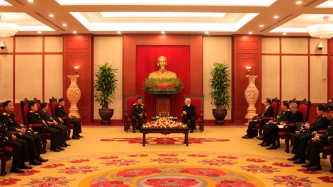 Tổng Bí thư Nguyễn Phú Trọng wơt Groi Thủ tướng Chính phủ, Bộ trưởng Quốc phòng Lào