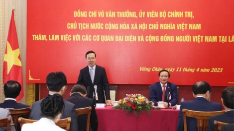 Chủ tịch nước Võ Văn Thưởng lưm ma nuyh Việt Nam đhị Lào