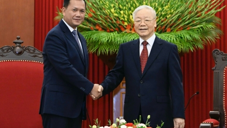 Khua dlăng bruă Đảng Nguyễn Phú Trọng drông Khua knŭk kna Campuchia Hun Manet 