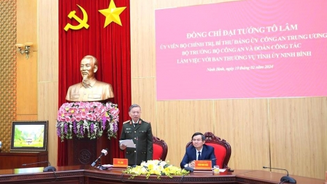 Bộ trưởng Tô Lâm pah kan đah Tỉnh uỷ Ninh Bình