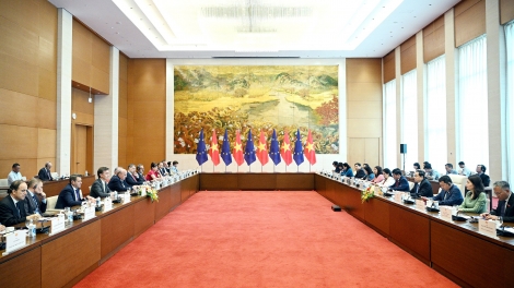 Củ tịc Quốk hội ồng Trần Thanh Mẫn wă ală Kwang Ătbồ Anih lơh broă ala măt ală lơgar, kwang ătbồ cơldŭ lơh broă ala măt ală lơgar tàm mpồl tam klăc câu Âu (EU) tàm Hà Nội