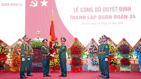 Đại tướng Phan Văn Giang nao pơhmư̆ mông ngă Lơphet lăi pơthâo pơjing Quân đoàn 34 ƀơi tơring čar Gia Lai 