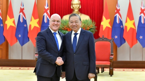 Tổng bí thư Tô Lâm wơt Thủ tướng New Zealand