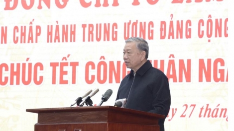 Tổng Bí thư Tô Lâm năm hơpong, thơ thou Têt hăm bơngai jang gah ngar tơ̆ Quảng Ninh 