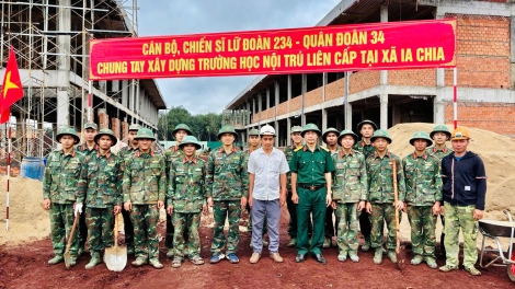 Quân đoàn 34 giúp sức xây dựng các trường nội trú liên cấp vùng biên
