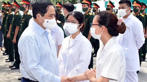 Thủ tướng Phạm Minh Chính pơtruh kơthơ hơlêm rim khŭl bơ̆ jang tang găn jĭ hơbŭh Covid-19