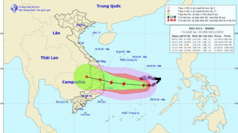Ha dưm t’ngay 10/11, đhí a muốt số 6 tợơ ơy moọt ooy k’tiếc bhlầng apêê tỉnh Phú Yên, Khánh Hoà nắc ơy vaih áp thấp nhiệt đới.