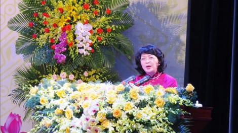 Phó Chủ tịch k’tiêc k’ruung Đặng Thị Ngọc Thịnh pâh Đại hội thi đua chăp kiêng k’tiêc k’ruung tỉnh Quảng Bình g’luh V ( 2021-2025)