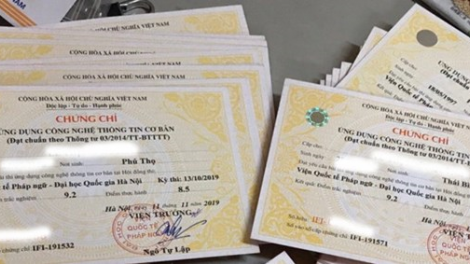 Pa xiêr văn bằng, chứng chỉ căh chr’năp: pa xiêr râu căh liêm crêê ha xã hội