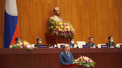 Chủ tịch k’tiêc k’ruung Nguyễn Xuân Phúc pa prá đhị Quốc hội Lào
