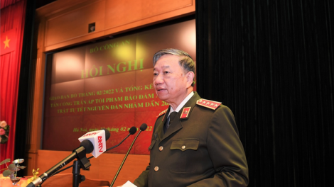 Bộ trưởng Bộ Công an Tô Lâm pấh tổng kết đắh zêl cha groong mốp lết têêm ngăn an ninh