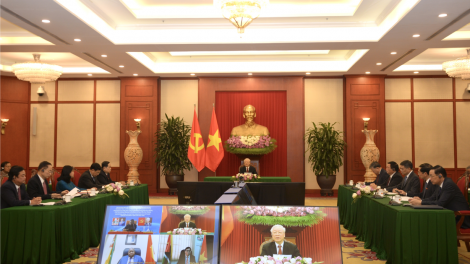 Tổng Ƀí thư ồng Nguyễn Phú Trọng cribơyai tàm internet mờ Củ tịc Đảng Mặt trận tơngklàs Mozambique (Frelimo), Kwang atbồ lơgar Mozambique ồng Filipe Jacinto Nyusi