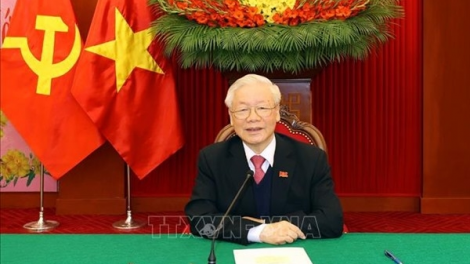 Tổng Bí thư, Kruanh dak Nguyễn Phú Trọng điện tâm nchră đah Tổng Bí thư, Thủ tướng Lào