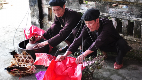 Lễ đón dâu của người Sán Dìu diễn ra khi mặt trời lặn