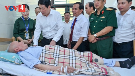 CHỦ TỊCH NƯƠC LƯƠNG CƯỜNG LƯM, CHER ĐOỌNG HUN PR’HÊL HA TRUNG TÂM ĐIỀU DƯỠNG THƯƠNG BINH DUY TIÊN