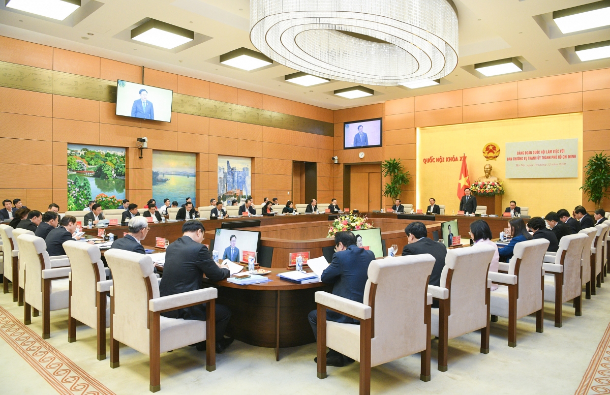 Củ tịc Quốk hội ồng Vương Đình Huệ đơng lam dơ̆ lơh broă mờ Ƀan Thường vụ Thàñ ủy ƀòn dờng Hồ Chí Minh