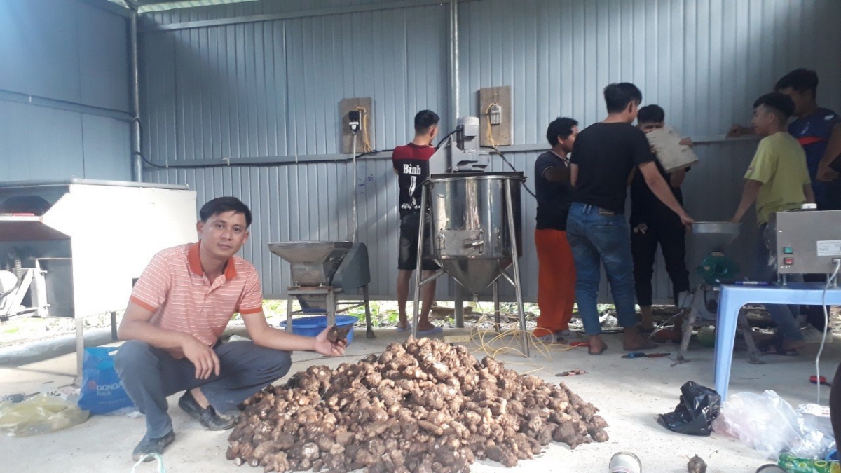 Cơ sở sản xuất chế biến nghệ đen của xã Sông Kôn