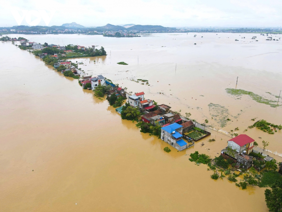 Mưa lũ lớn sau bão số 3 khiến nhiều nơi ở Bắc Giang bị ngập nặng.