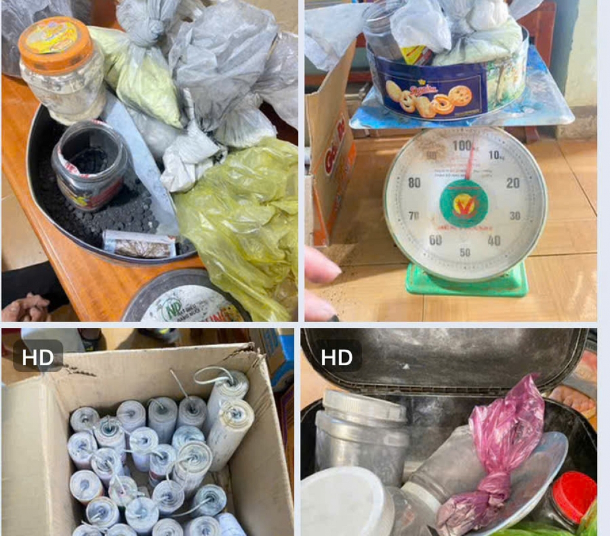 Pháo và nhiều nguyên liệu, vật dụng liên quan đến việc chế tạo pháo trái phép
bị công an Đắk Nông thu giữ.