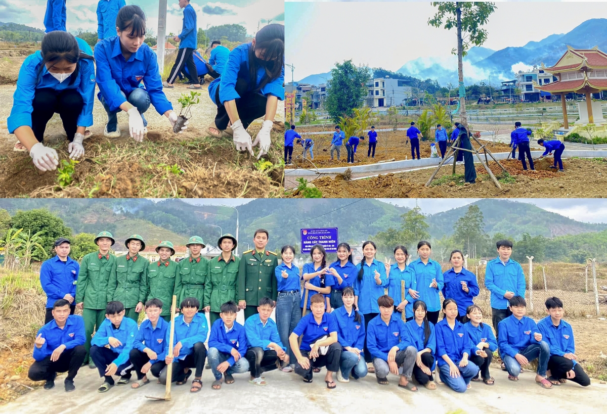 Thanh niên trên địa bàn xã Lục Hồn ra quân thực hiện công trình Hàng cây thanh niên.
Ảnh: Trường Giang/VOV Đông Bắc